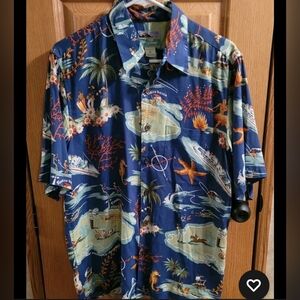 EUC REYN SPOONER Island Ship Button Up Bahamas Camp Shirt Short Sleeve Men's Sm